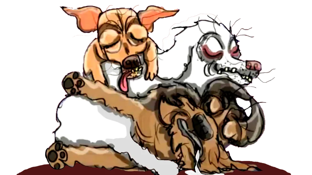Hand-drawn illustration of beloved pups - In loving memory